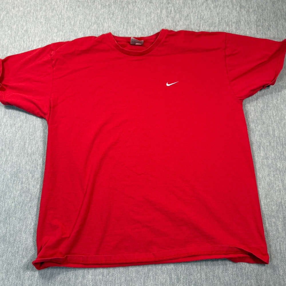 Nike Shirt Men XL Red Short Sleeve Embroidered‎ Swoosh Logo Crew Neck Cotton tee